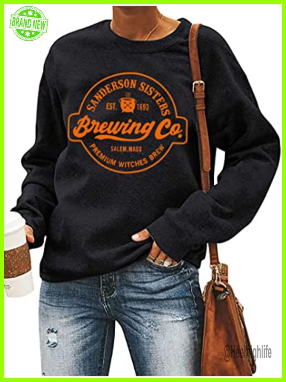 Halloween Squad Hocus Pocus Sweatshirt Womens Cotton Blend Crewneck Pullover
